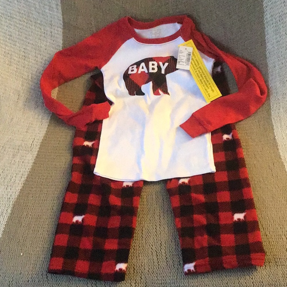 NWT 2-Piece Winter PJs Baby Bear Buffalo Plaid